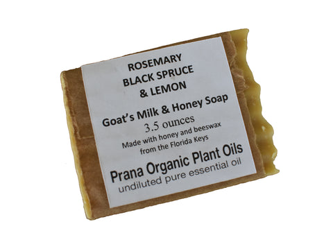 Rosemary, Black Spruce, and Lemon Honey Goat Milk Soap